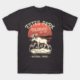 Estes Park Colorado National Park Moose Sunset T-Shirt